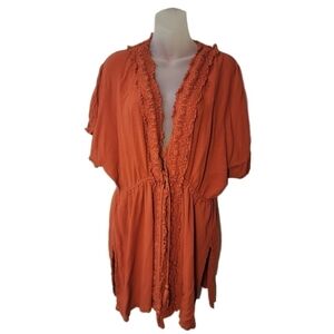 Crochet Trimmed Swim Cover up